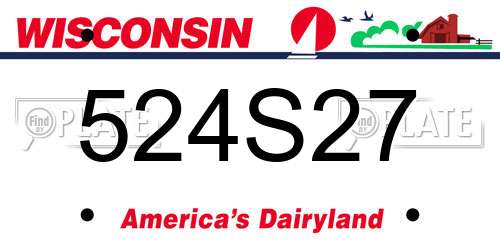 524S27 Wisconsin License Plate