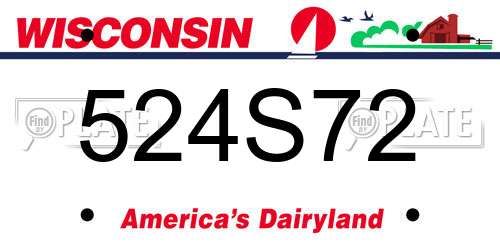524S72 Wisconsin License Plate