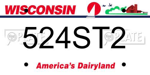 524ST2 Wisconsin License Plate