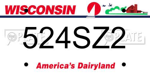 524SZ2 Wisconsin License Plate