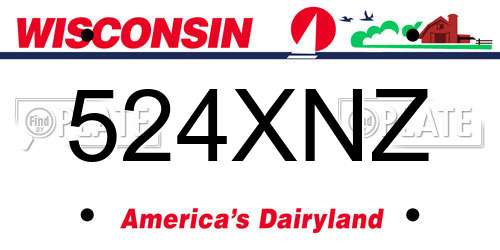 524XNZ Wisconsin License Plate