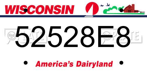 52528E8 Wisconsin License Plate