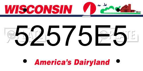 52575E5 Wisconsin License Plate