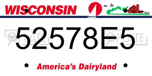 52578E5 Wisconsin License Plate