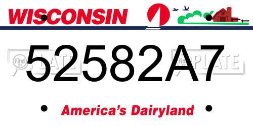 52582A7 Wisconsin License Plate