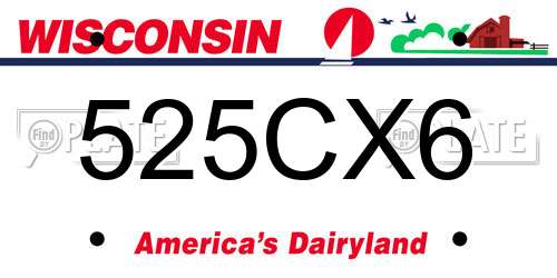 525CX6 Wisconsin License Plate