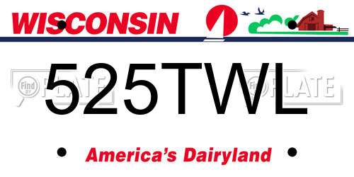 525TWL Wisconsin License Plate