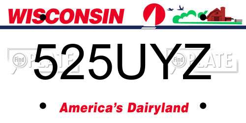 525UYZ Wisconsin License Plate