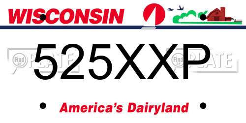 525XXP Wisconsin License Plate