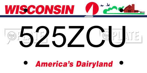 525ZCU Wisconsin License Plate