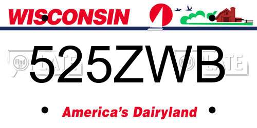 525ZWB Wisconsin License Plate