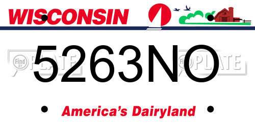 5263NO Wisconsin License Plate