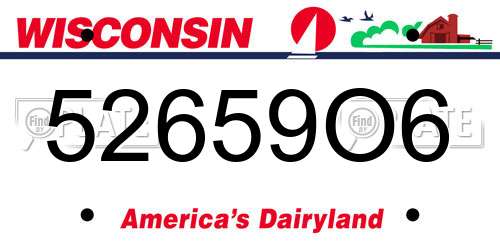 52659O6 Wisconsin License Plate