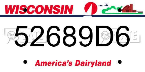 52689D6 Wisconsin License Plate