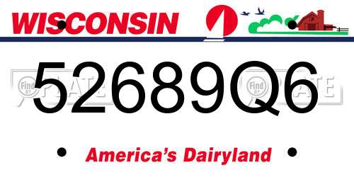 52689Q6 Wisconsin License Plate