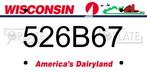 526B67 Wisconsin License Plate