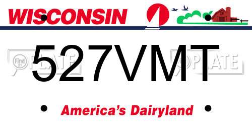 527VMT Wisconsin License Plate