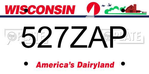 527ZAP Wisconsin License Plate