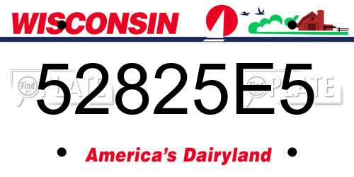 52825E5 Wisconsin License Plate