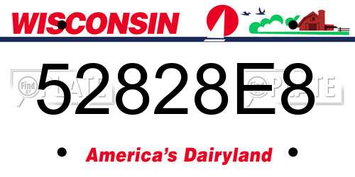 52828E8 Wisconsin License Plate
