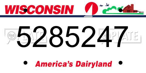 5285247 Wisconsin License Plate