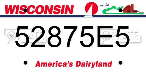 52875E5 Wisconsin License Plate