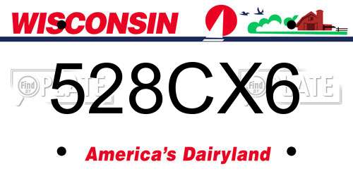 528CX6 Wisconsin License Plate