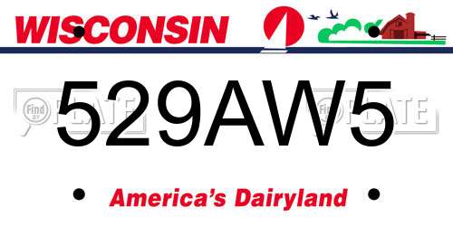 529AW5 Wisconsin License Plate