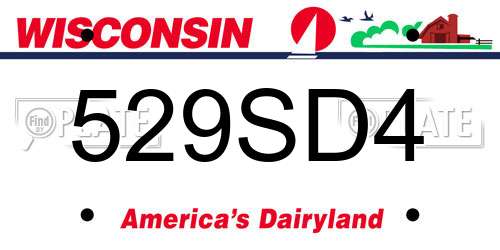 529SD4 Wisconsin License Plate