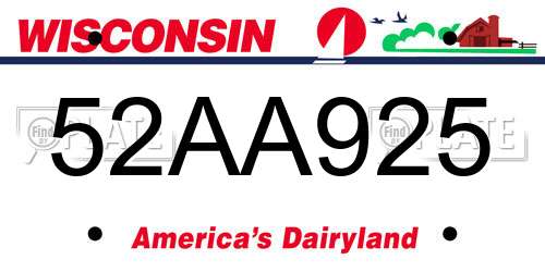 52AA925 Wisconsin License Plate