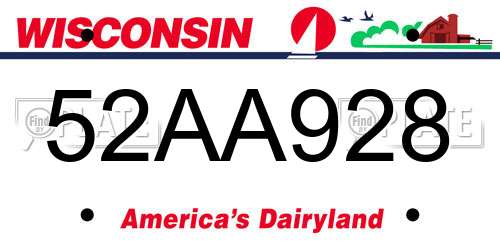52AA928 Wisconsin License Plate