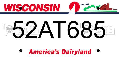 52AT685 Wisconsin License Plate