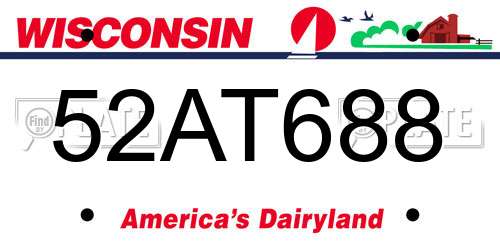 52AT688 Wisconsin License Plate