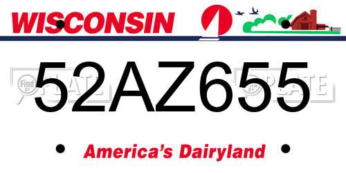 52AZ655 Wisconsin License Plate