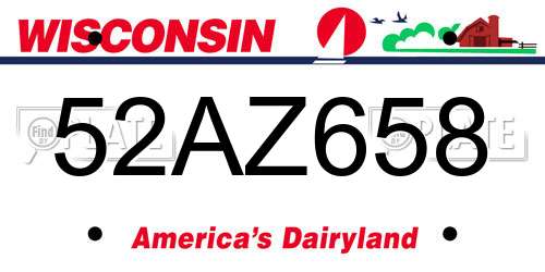 52AZ658 Wisconsin License Plate