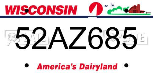 52AZ685 Wisconsin License Plate