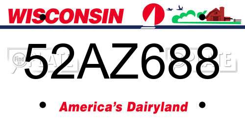 52AZ688 Wisconsin License Plate