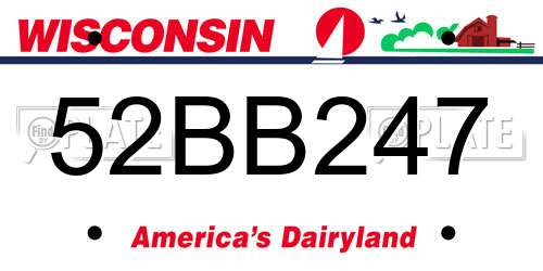 52BB247 Wisconsin License Plate