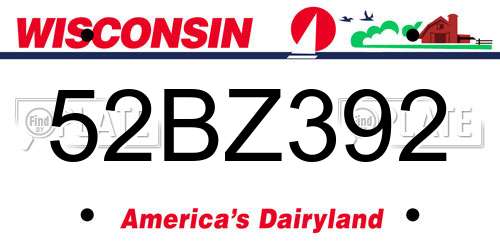 52BZ392 Wisconsin License Plate