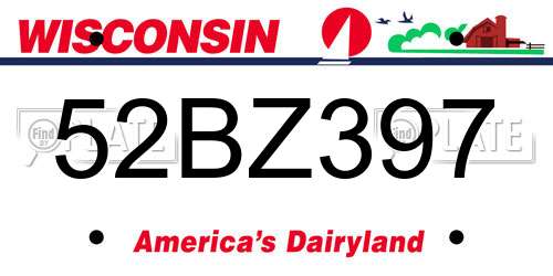 52BZ397 Wisconsin License Plate