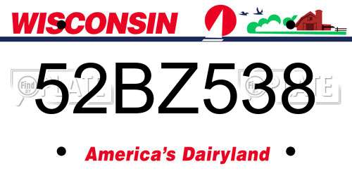 52BZ538 Wisconsin License Plate