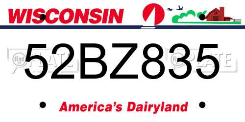 52BZ835 Wisconsin License Plate