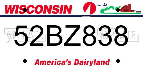 52BZ838 Wisconsin License Plate