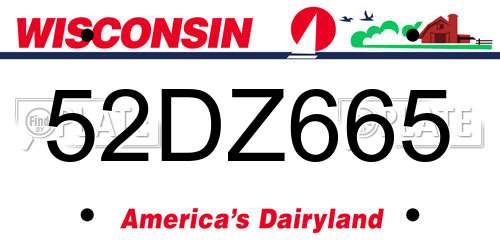 52DZ665 Wisconsin License Plate