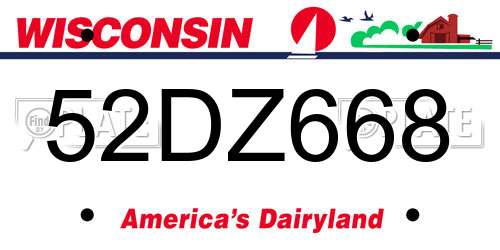 52DZ668 Wisconsin License Plate