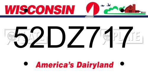 52DZ717 Wisconsin License Plate