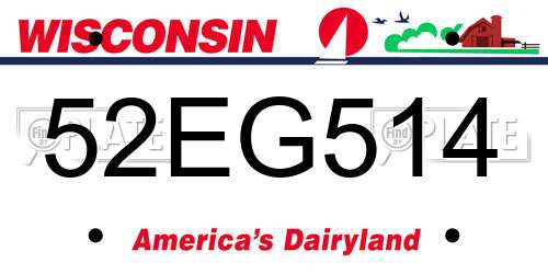 52EG514 Wisconsin License Plate
