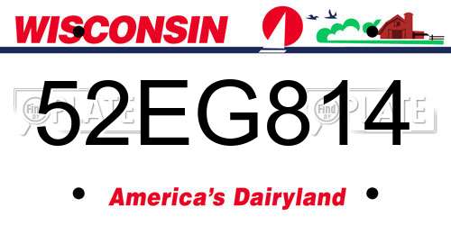 52EG814 Wisconsin License Plate
