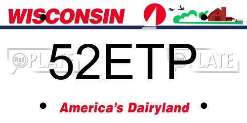 52ETP Wisconsin License Plate