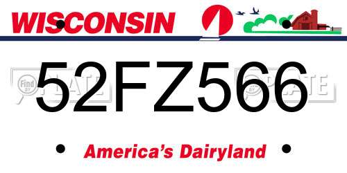 52FZ566 Wisconsin License Plate